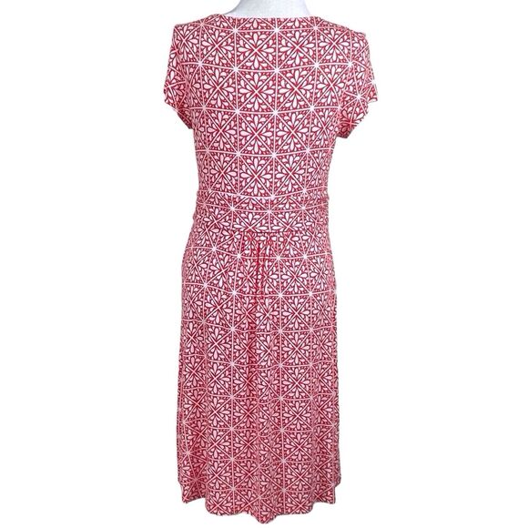 BODEN Amelie Jersey Dress Red Flame Scarlet Mosaic Size 10 EUC Short Sleeve - Picture 10 of 16